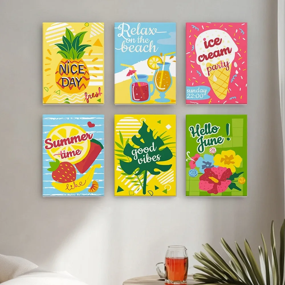 Figured'Art Good Vibes Zomer schilderen op nummer mini 6 stuks