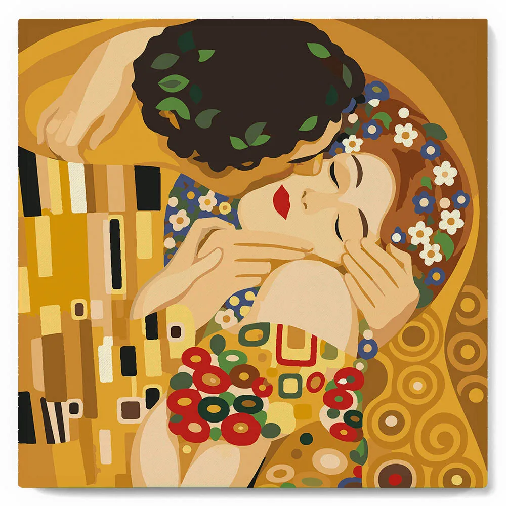 Figured'Art Mini De Kus Klimt Schilderen op Nummer 20x20cm