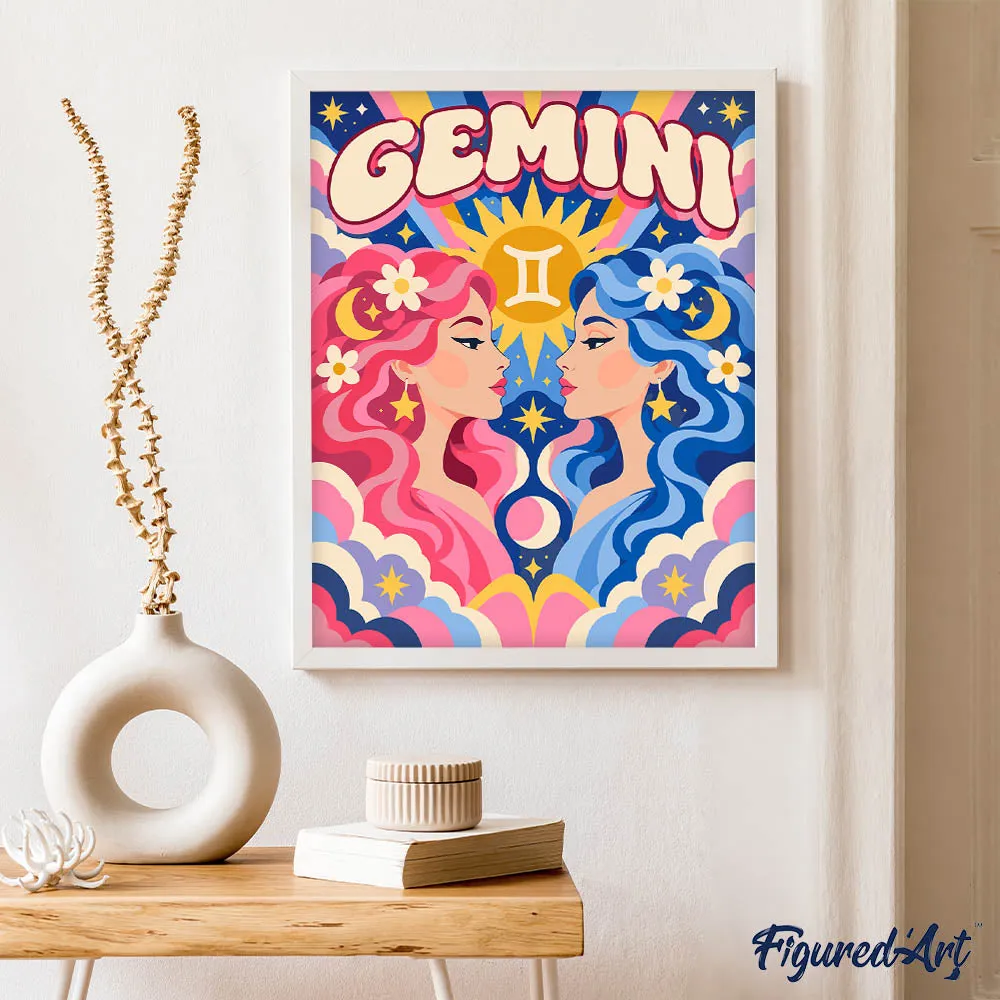Figured'Art Retro Sterrenbeeld Tweelingen schilderen op nummer 40x50 cm
