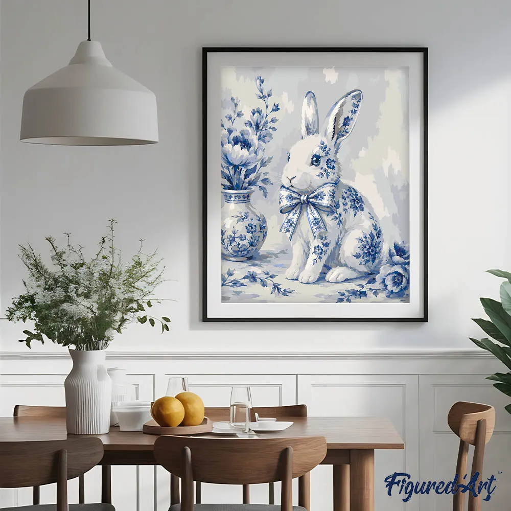 Figured'Art Konijntje in Delft-stijl schilderen op nummer 40x50 cm
