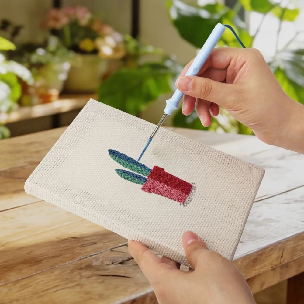 Figured'Art Punch Needle Kleine Vetplanten Potjes 1 set 4 stuks 15x20cm