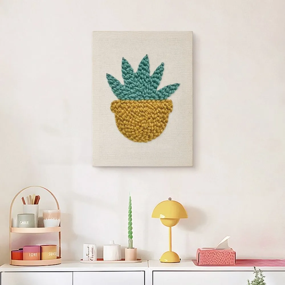 Figured'Art Zongekuste Vetplant punch needle pakket 20x30cm katoen