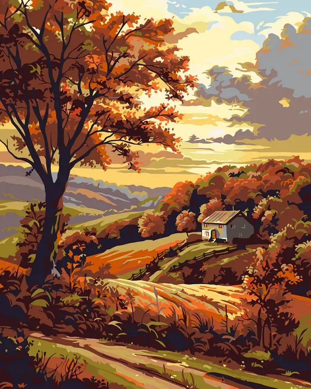 Figured'Art Herfstlandschap 1 schilderen op nummer 40x50 cm herfst
