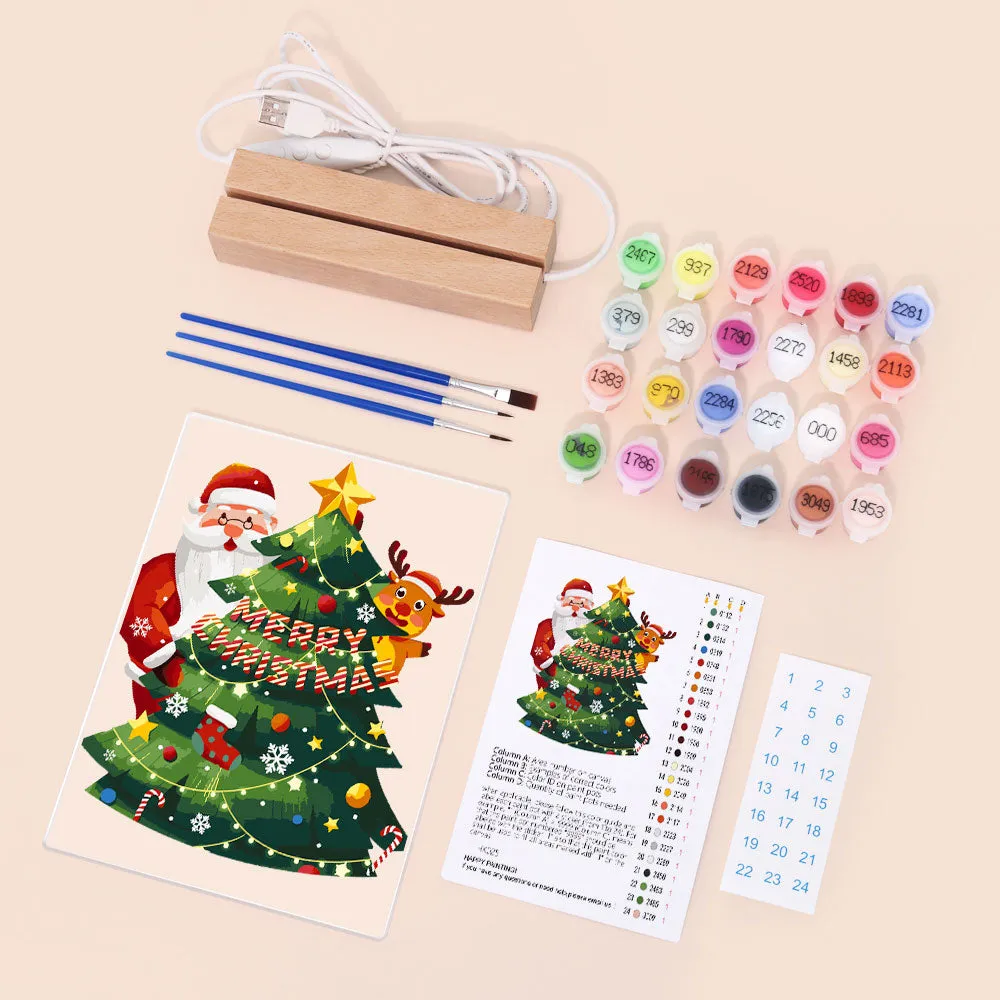Figured'Art Kerstman 03 schilderen op nummer 15x20 cm met LED