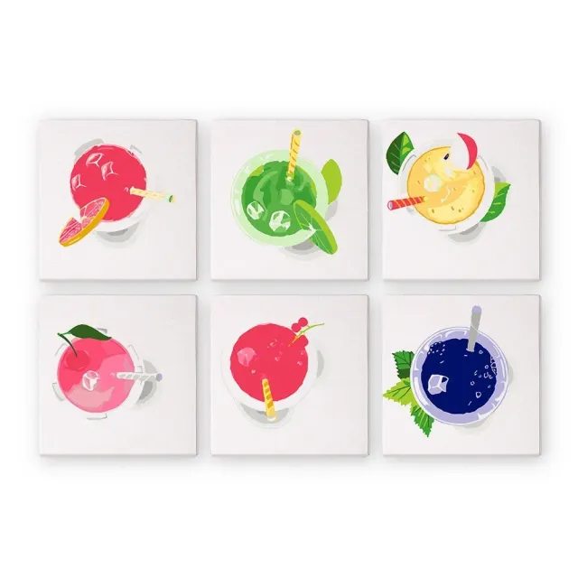 Figured'Art Mini Kleurrijke Verfrissers schilderen op nummer 6 stuks 15x15cm