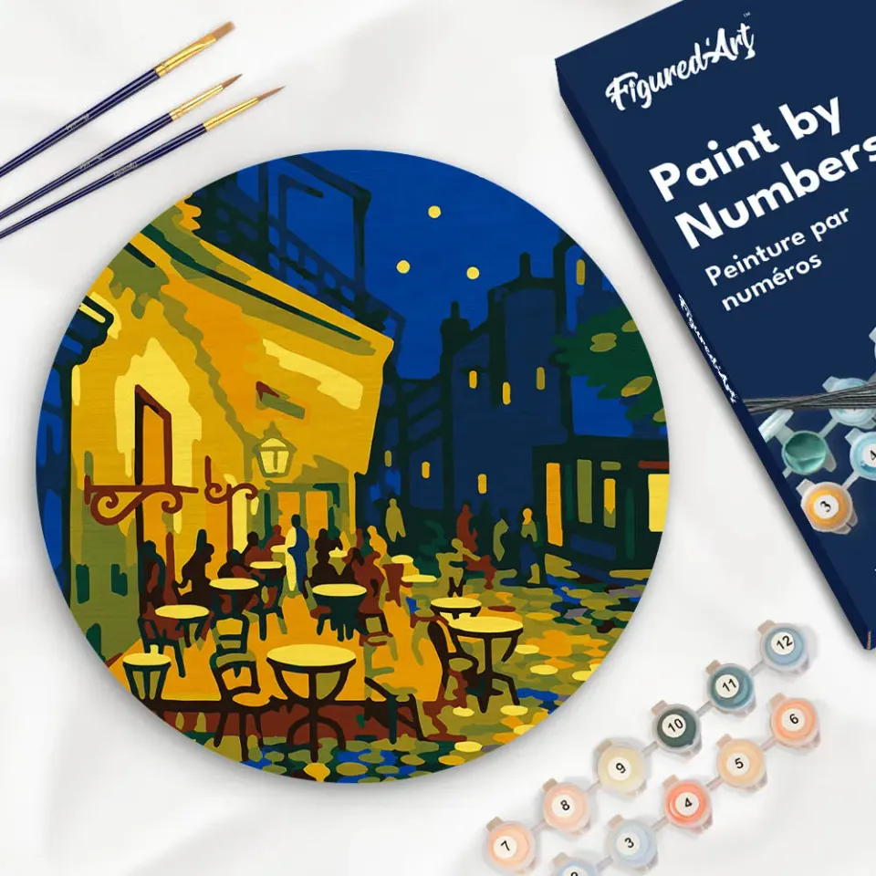 Figured'Art Van Gogh Café Terras bij Nacht schilderen op nummer hout 30
