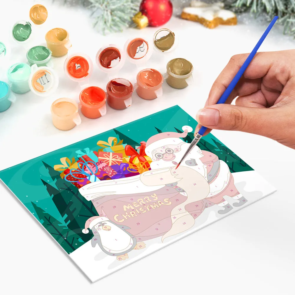 Figured'Art Kerstkaarten Schilderen op Nummer Set 6 stuks DIY