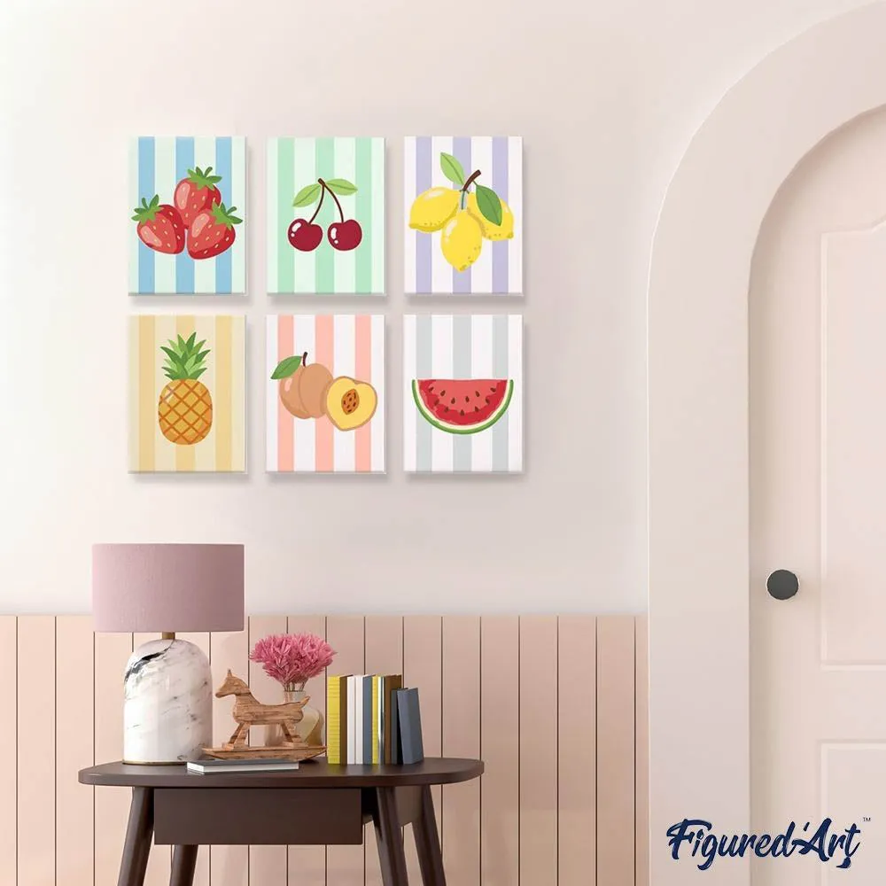 Figured'Art Zonnige Fruitset mini schilderen op nummer 6 stuks 15x20cm
