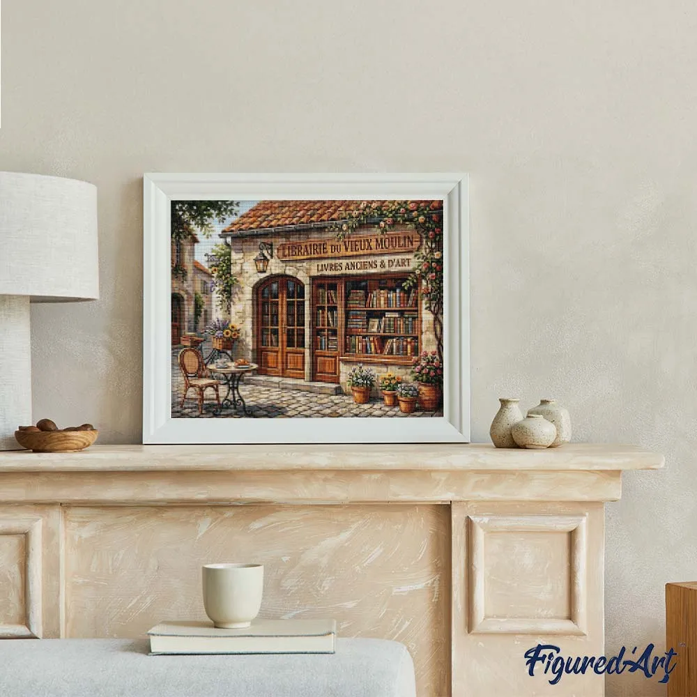 Figured'Art Diamond Painting Charmante Franse boekhandel 40x50 cm