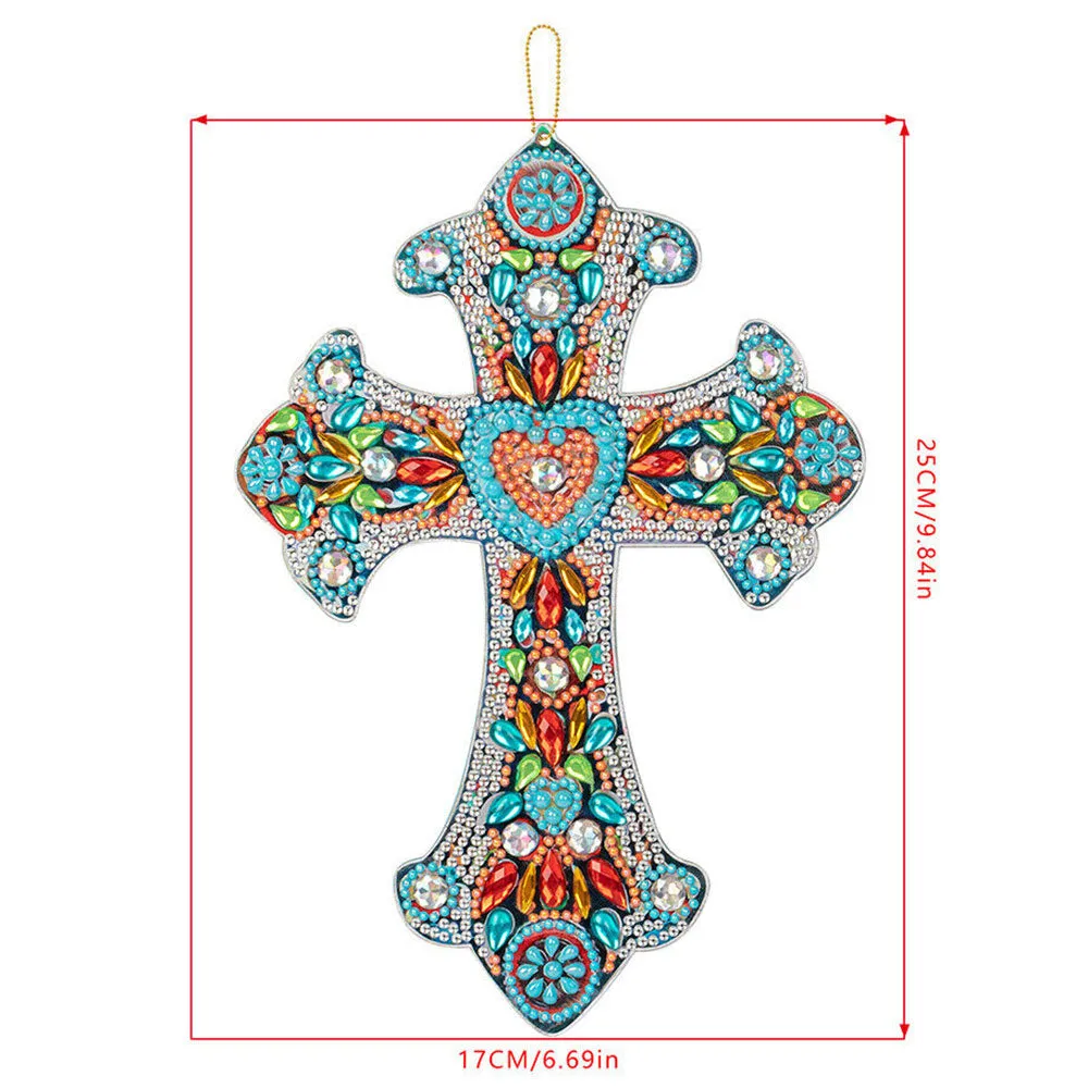 Figured'Art Kruis met Hart diamond painting hanger 25x17cm acryl