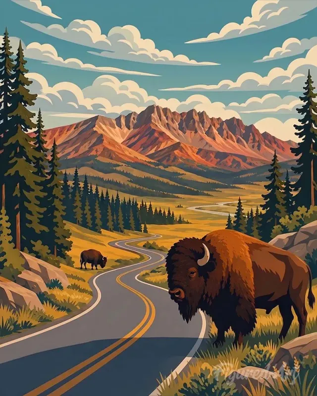 Figured'Art Yellowstone Lamar Valley diamond painting 40x50 cm