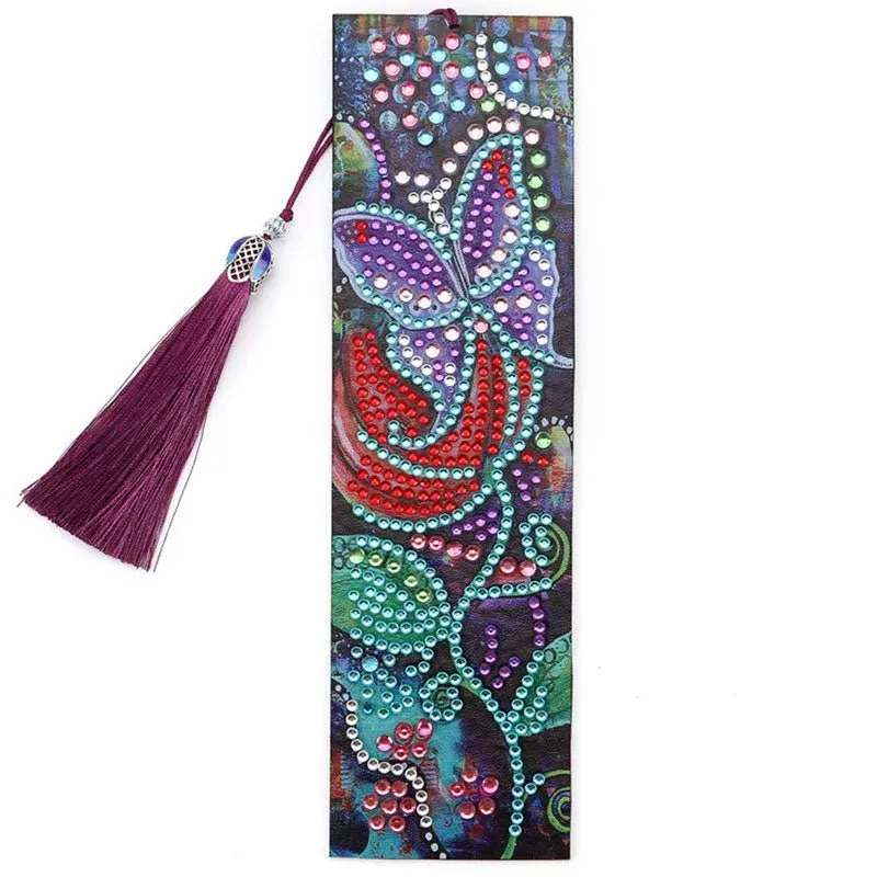 Figured'Art Bloem met Vlinder boekenlegger diamond painting 21x6cm