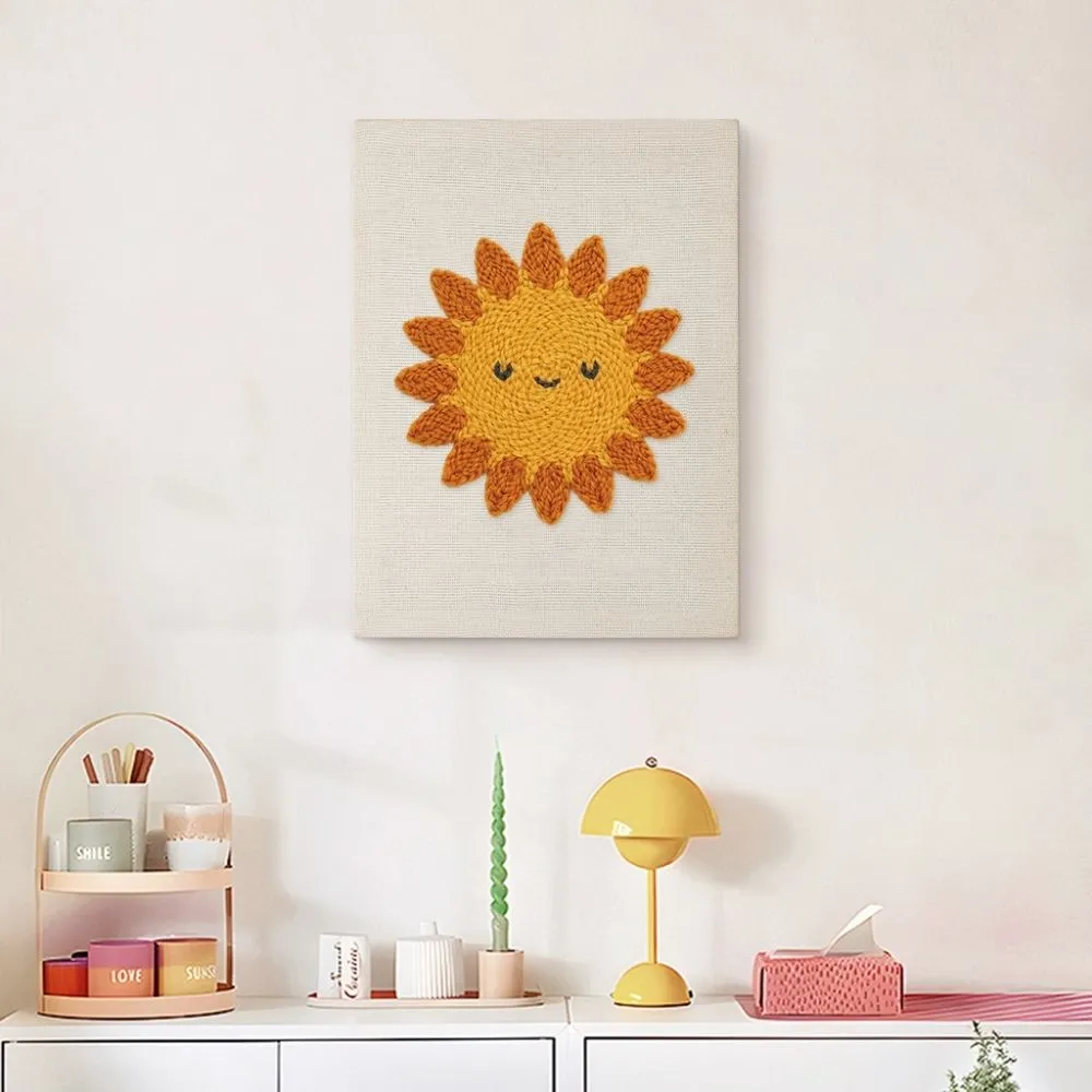 Figured'Art Lachende Zon punch needle pakket met frame zacht garen