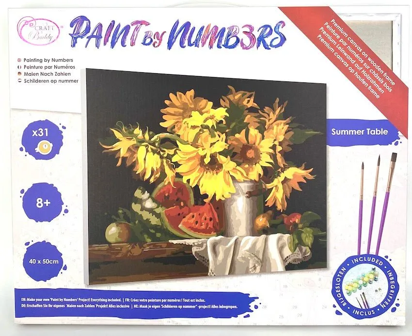 Craft Buddy Summer Table schilderen op nummer canvas 40x50 zomer