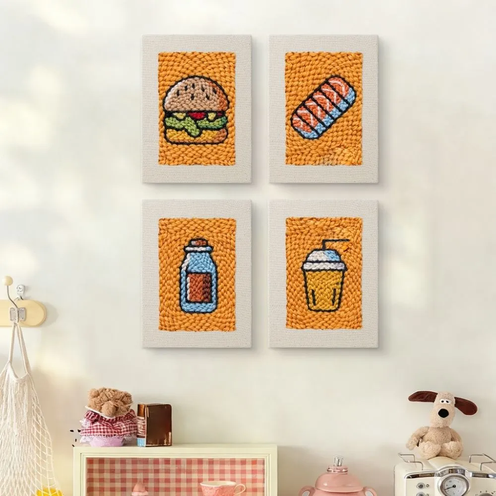 Figured'Art Punch Needle Set Smakelijke Maaltijd 4 stuks met frames