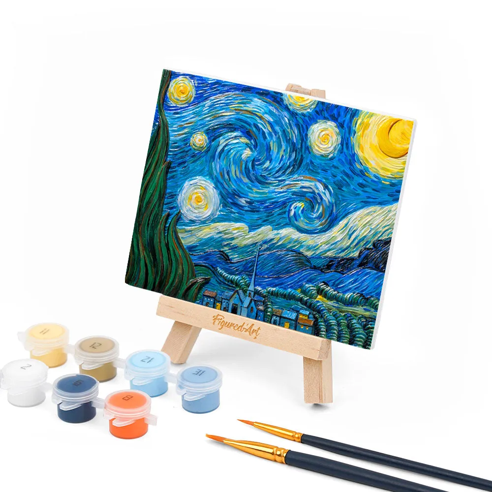 Figured'Art De Sterrennacht Van Gogh 3D schilderij 13,5x10,5 cm reliëf