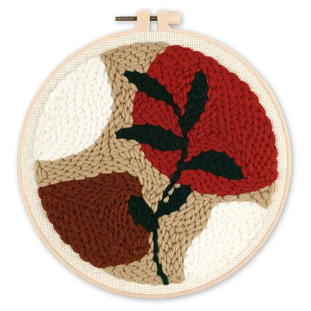 Figured'Art Botanische abstractie 3 punch needle pakket 20cm wol
