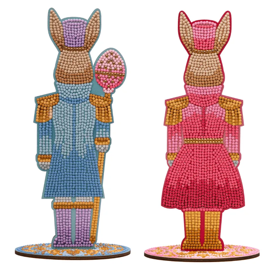 Craft Buddy Crystal Art Easter Rabbit houten figuren 2 stuks