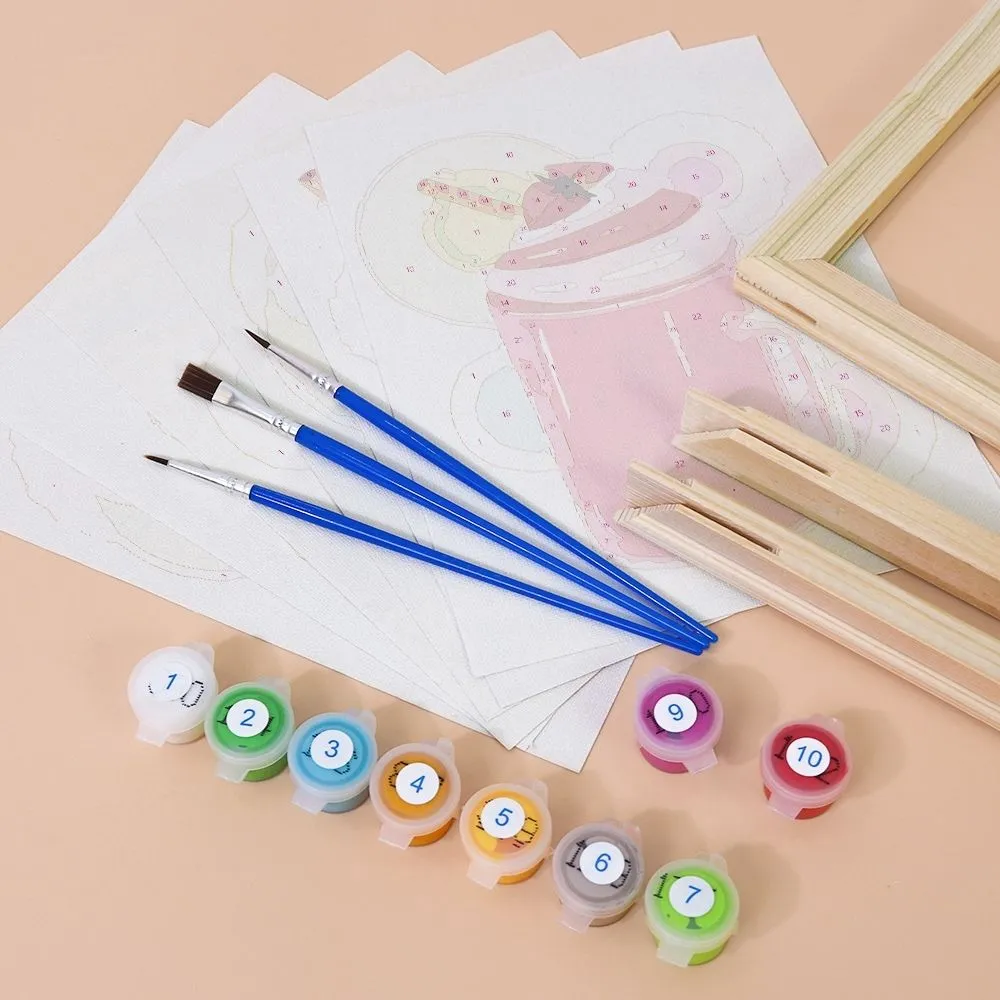 Figured'Art Kleurrijke Milkshakes mini schilderen op nummer 6 stuks