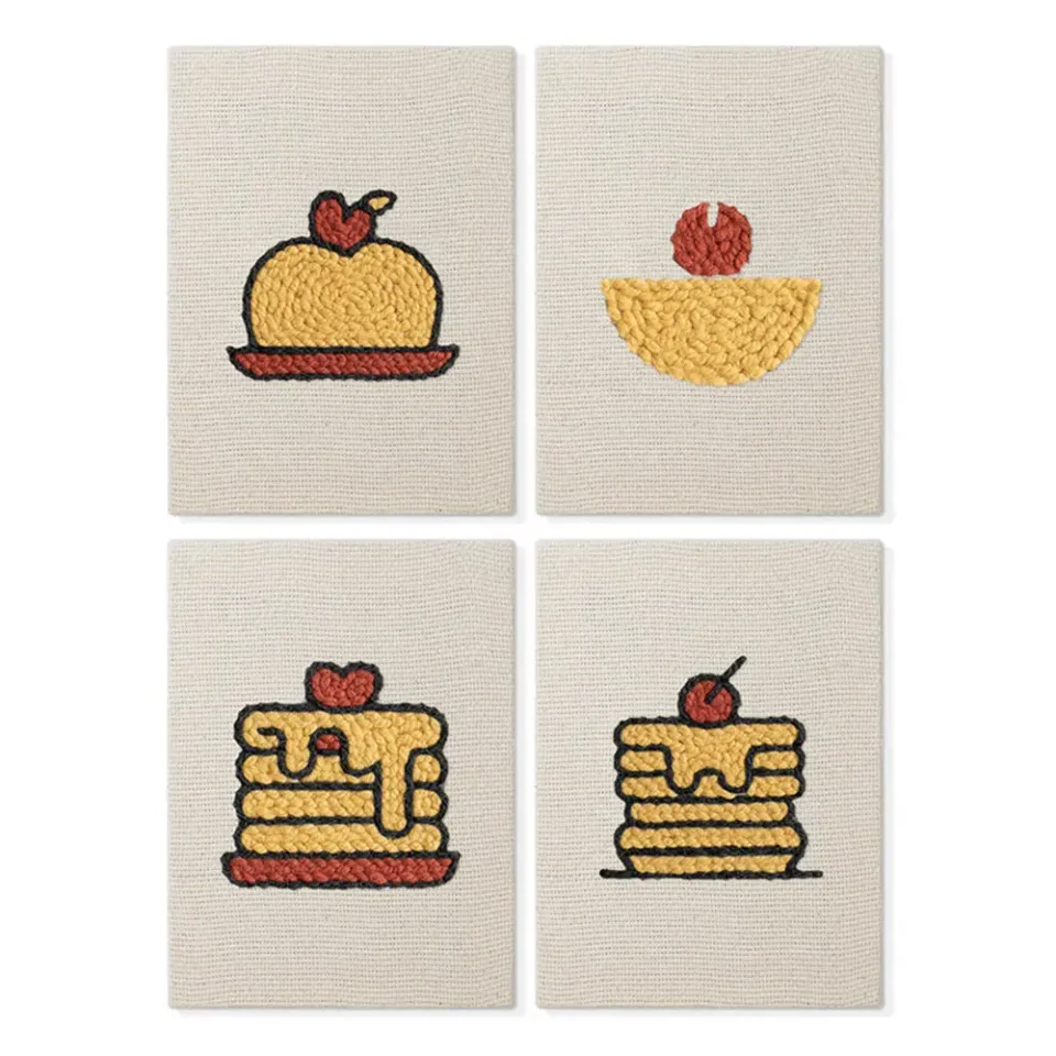 Figured'Art Dessertliefhebber 2 punch needle set 4 stuks 15x20 cm