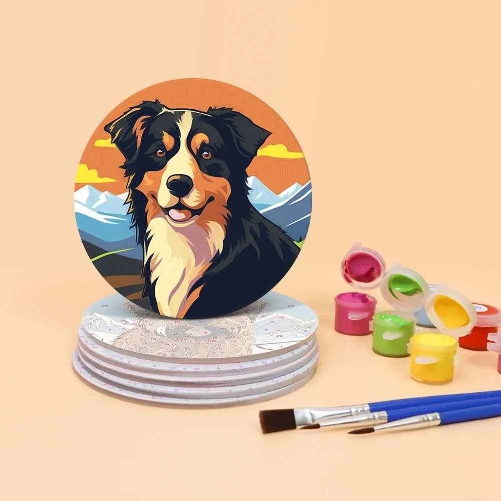 Figured'Art Schattige Honden schilderen op nummer onderzetters 6x 10cm