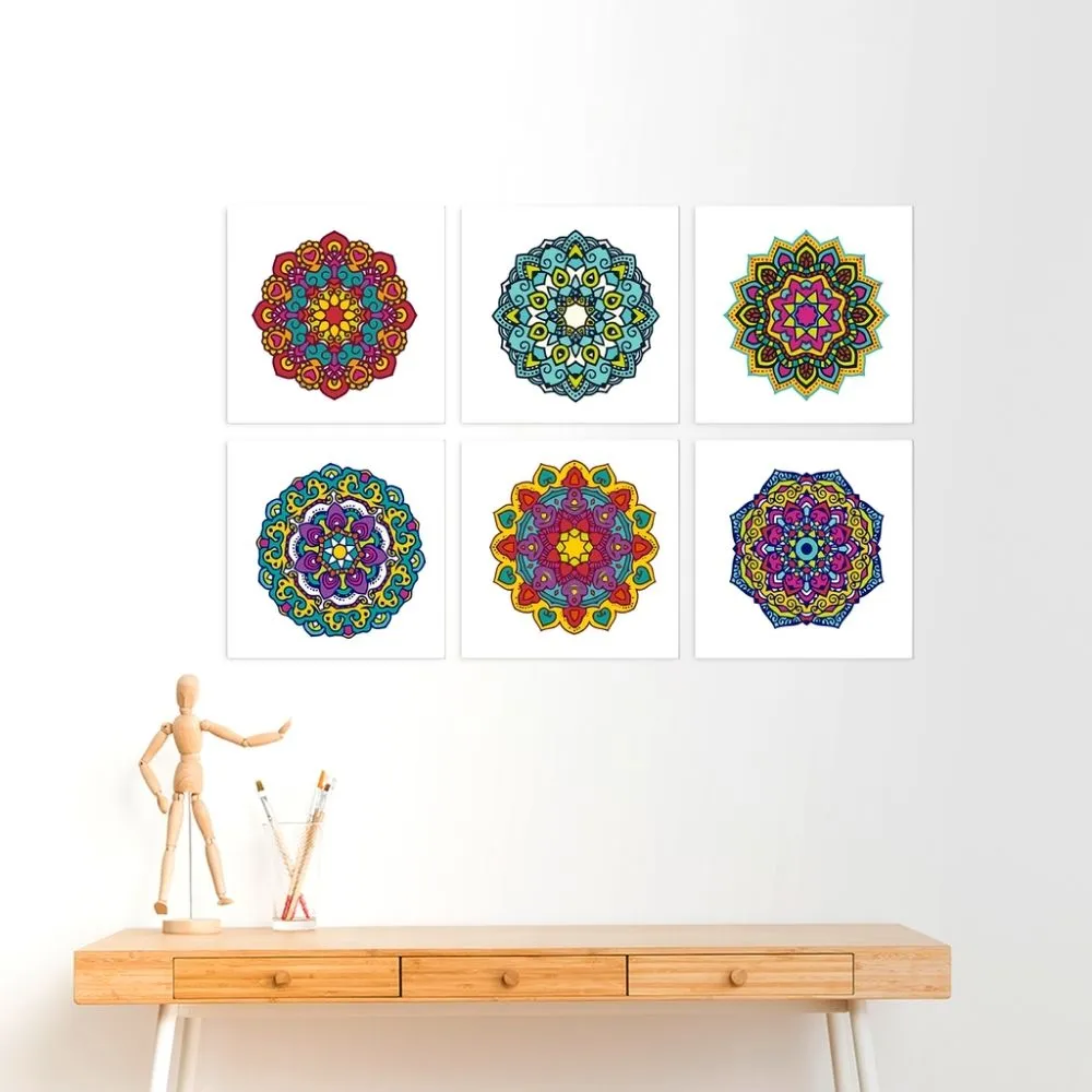Figured'Art Mini Serie Kaleidoscoopmandala's schilderen op nummer 20x20 cm set van 6