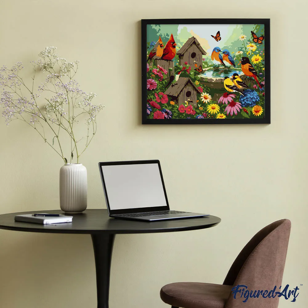 Figured'Art Tuin van vogelgezang schilderen op nummer 40x50 cm vogels
