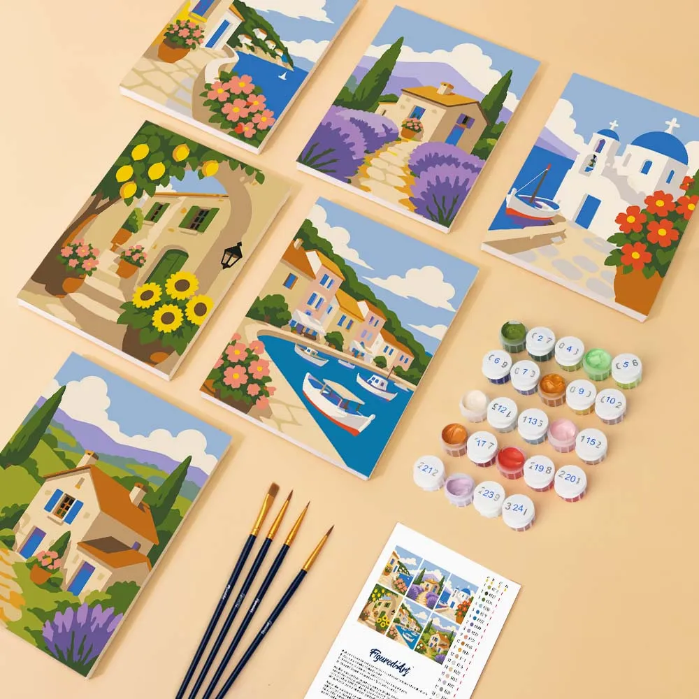 Figured'Art Mini Serie Mediterrane Uitzichten schilderen op nummer 6 stuks