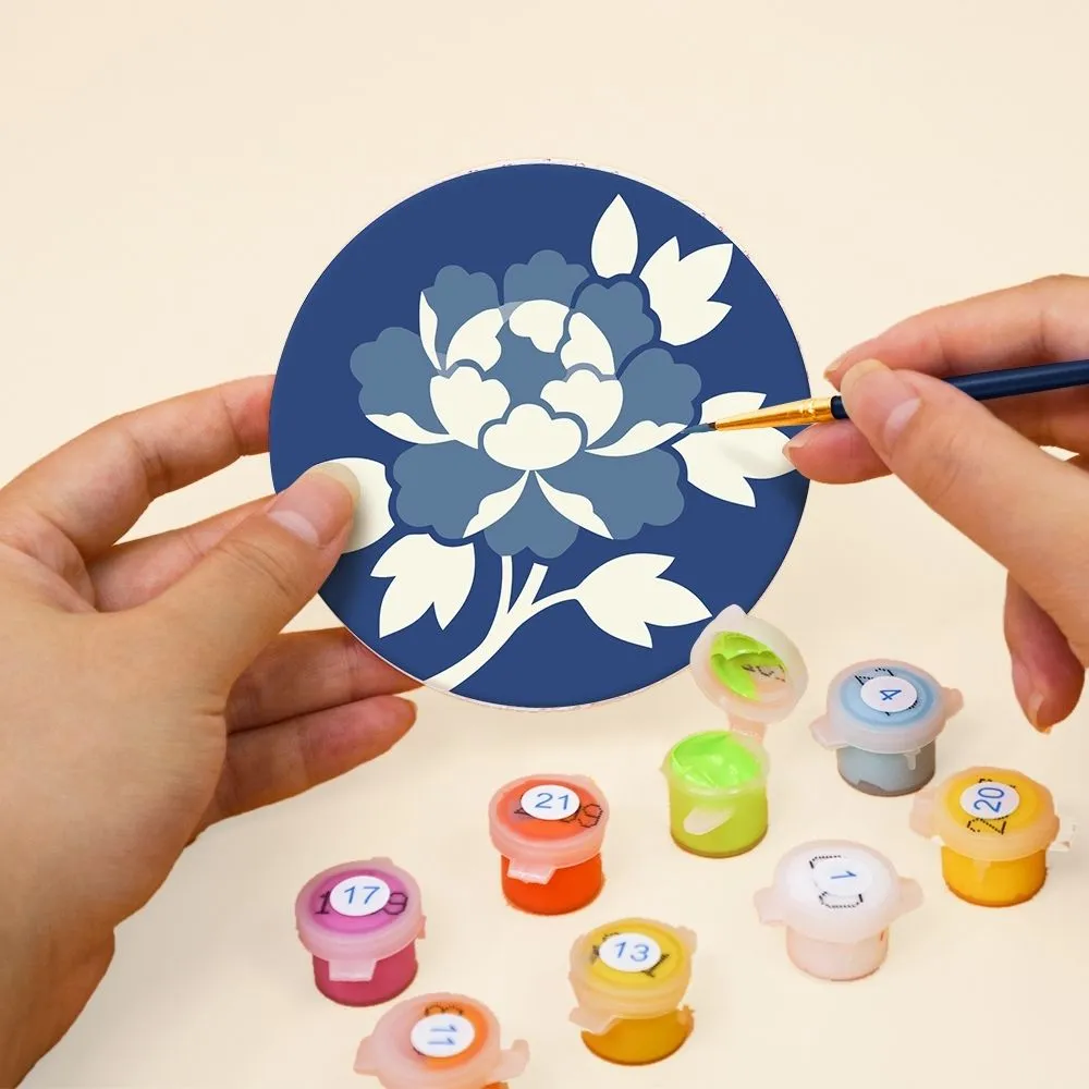 Figured'Art Mediterraan Blauw schilderen op nummer onderzetters 6 stuks