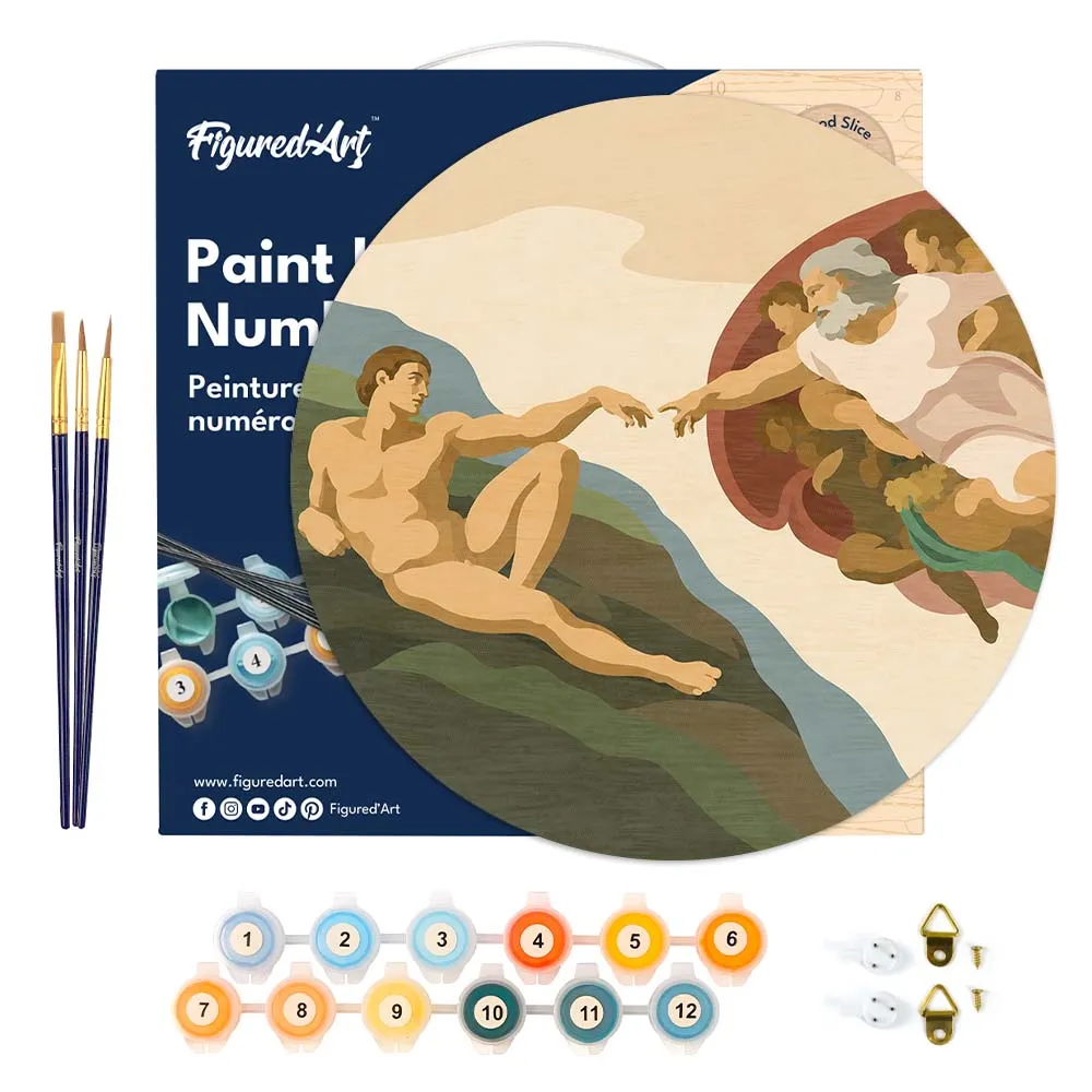 Figured'Art De schepping van Adam Schilderen op Nummer Houten Schijf 30cm