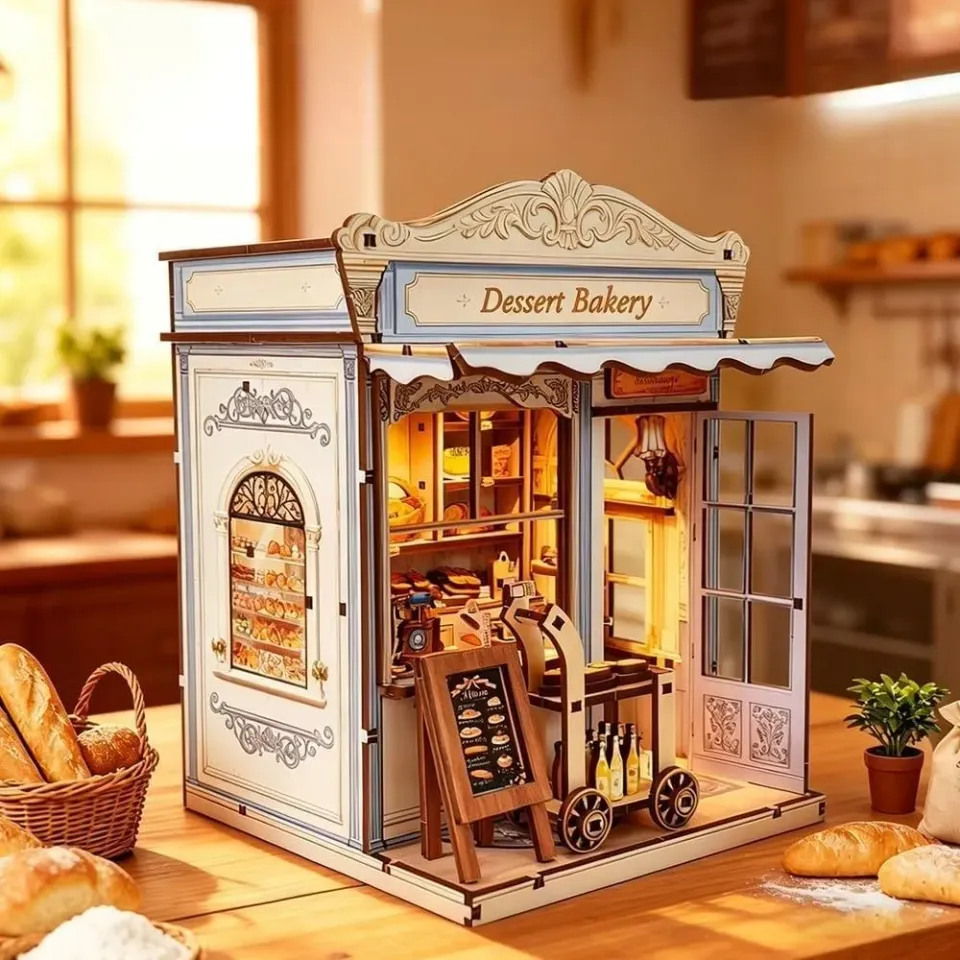 Figured'Art Zoete Bakkerij miniatuurhuisje 3D puzzel met led