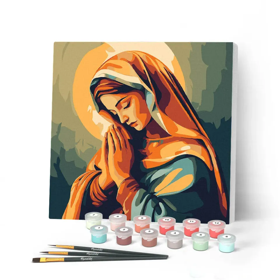 Figured'Art Biddende Maria mini schilderen op nummer 20x20 cm