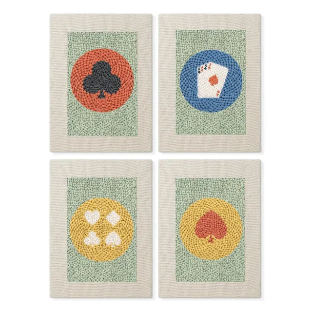 Figured'Art Speelkaarten punch needle set 4 stuks met frames