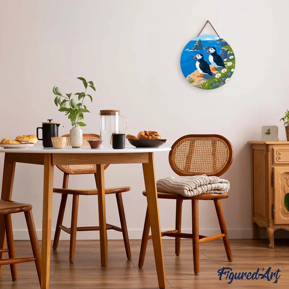 Figured'Art Houten Schijf Papegaaiduiker schilderen op nummer 30 cm vogel