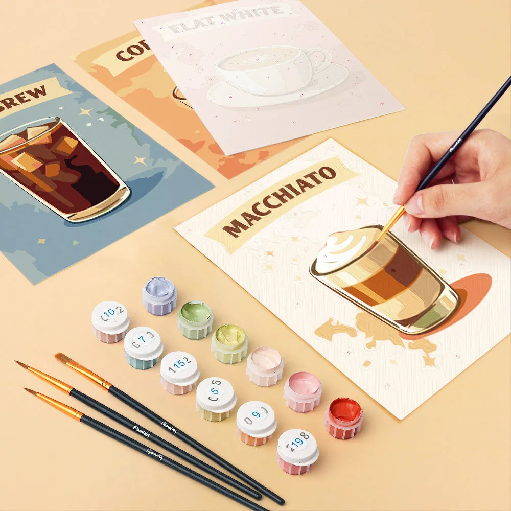 Figured'Art Mini Specialty Koffie schilderen op nummer 6 stuks 15x20cm