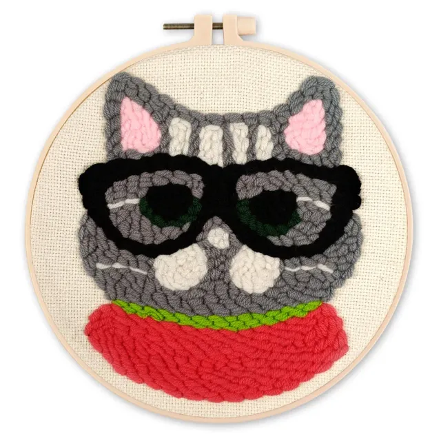Figured'Art Nerd-kat punch needle pakket 20 cm beginners