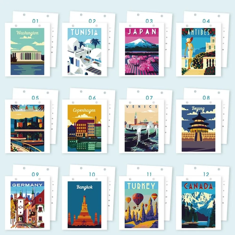 Figured'Art Reizen door de Wereld schilderen op nummer kalender 2027