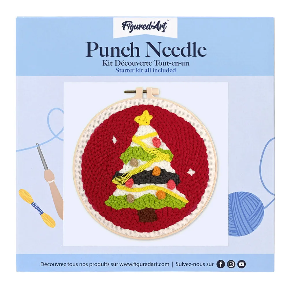 Figured'Art Kerstboom 3 punch needle pakket 20x20 cm beginners