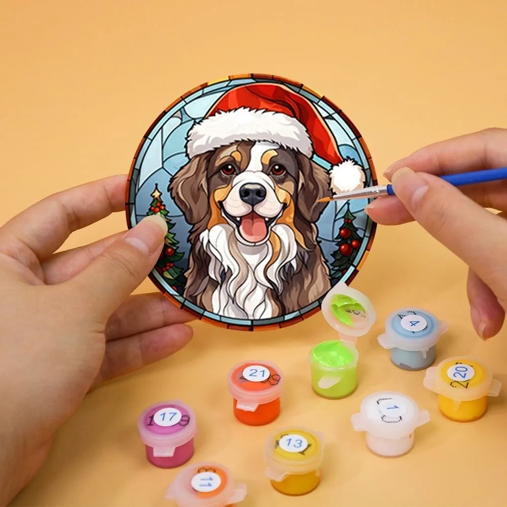 Figured'Art Kerstwezens schilderen op nummer onderzetters 10 cm 6x