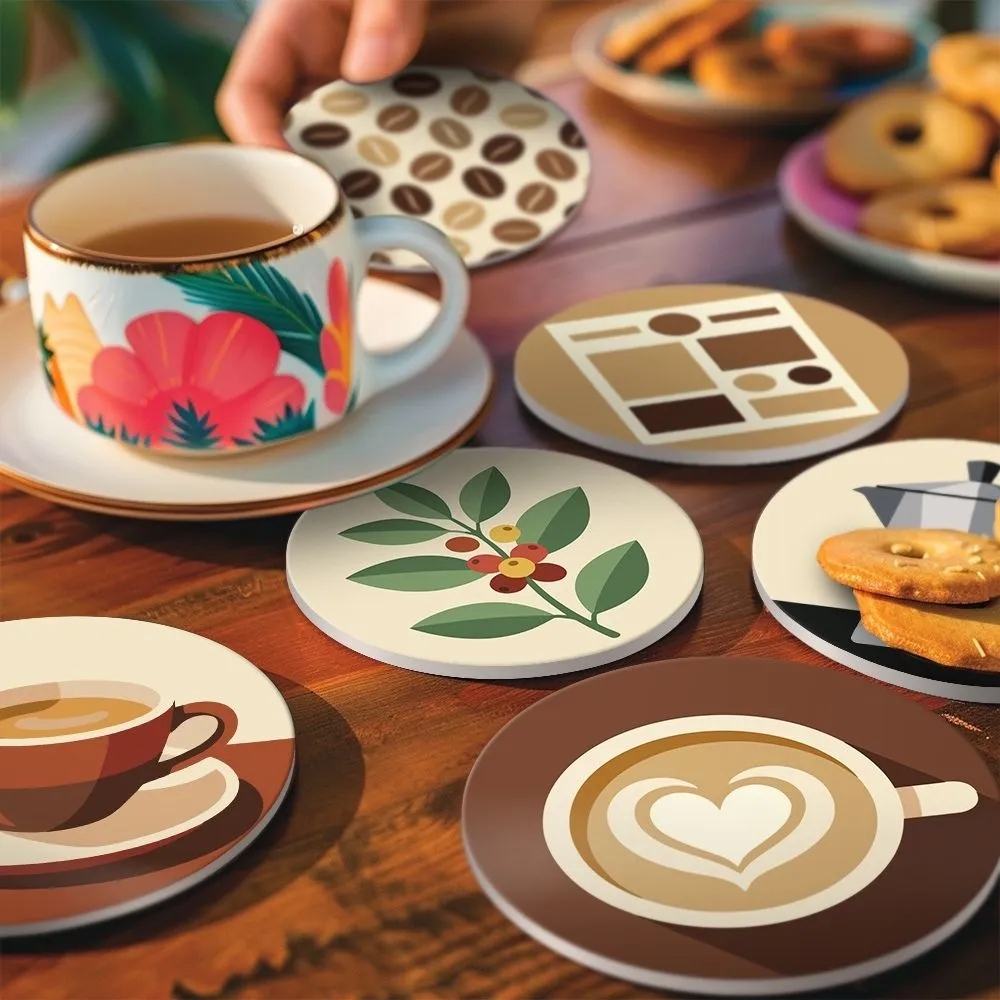 Figured'Art Koffiepauze Onderzetters Schilderen 10cm 6 Stuks