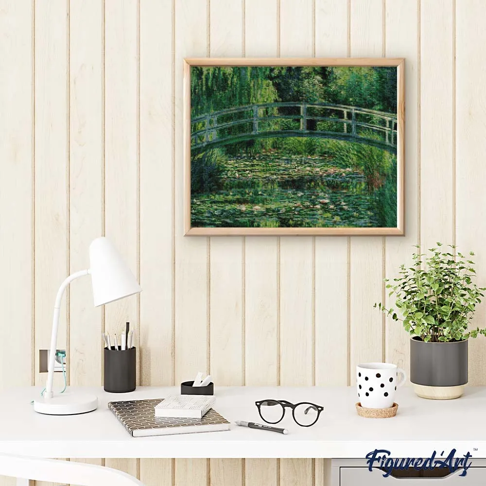 Figured'Art Waterlelies en Japanse brug Monet diamond painting 40x50cm