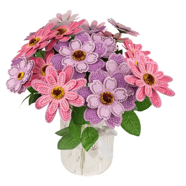Craft Buddy Crystal Art 3D Flower roze lila boeket 32cm
