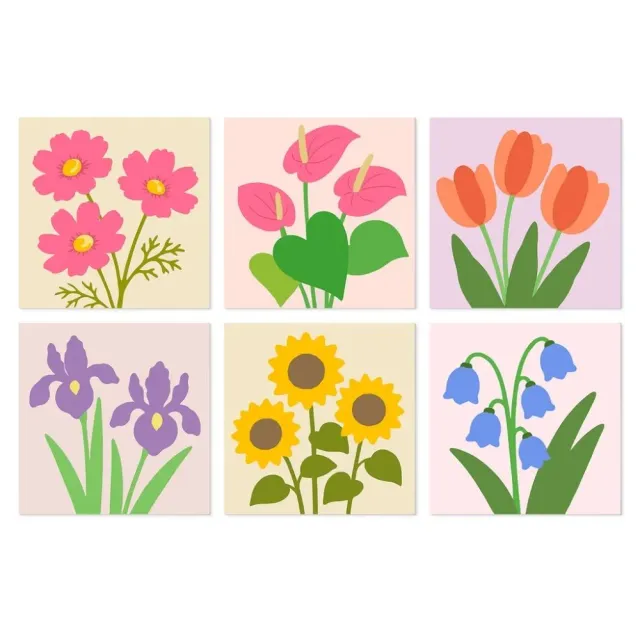 Figured'Art Mini Pastelkleurige bloemblaadjes schilderen op nummer 6 stuks