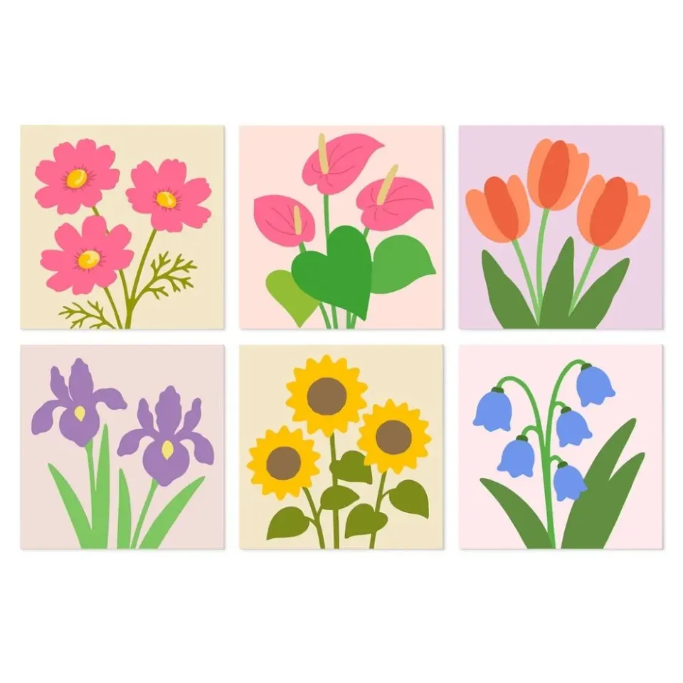 Figured'Art Mini Pastelkleurige bloemblaadjes schilderen op nummer 6 stuks