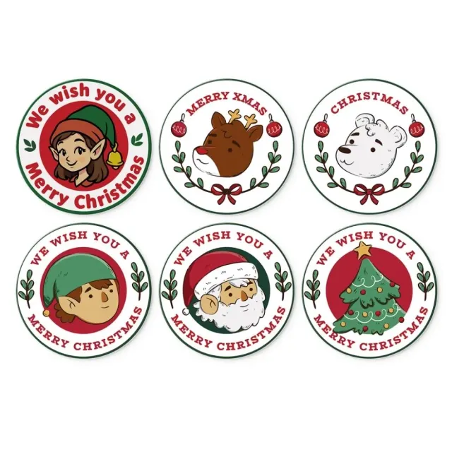 Figured'Art Mini Serie Vintage kerstzegels schilderen op nummer 6x Ø20cm rond