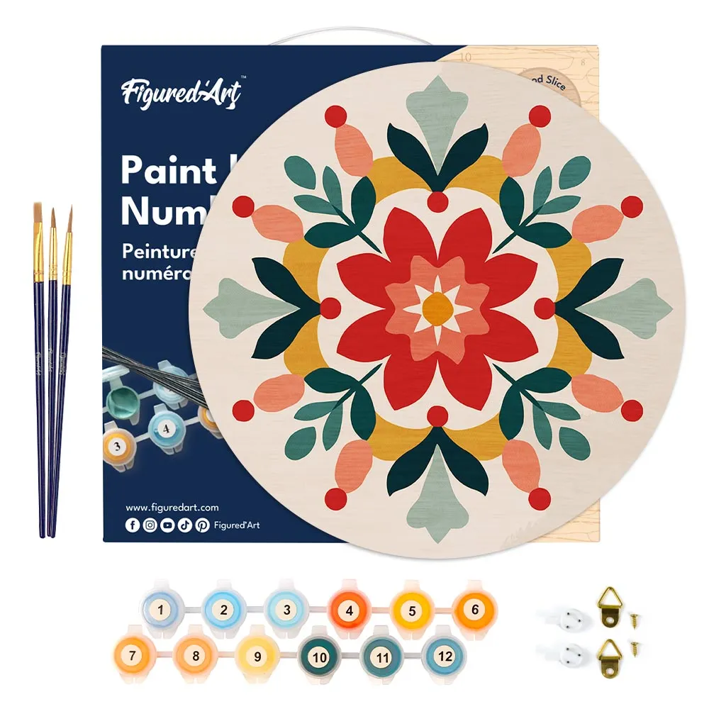 Figured'Art Wintermandala schilderen op nummer houten schijf 30cm rond