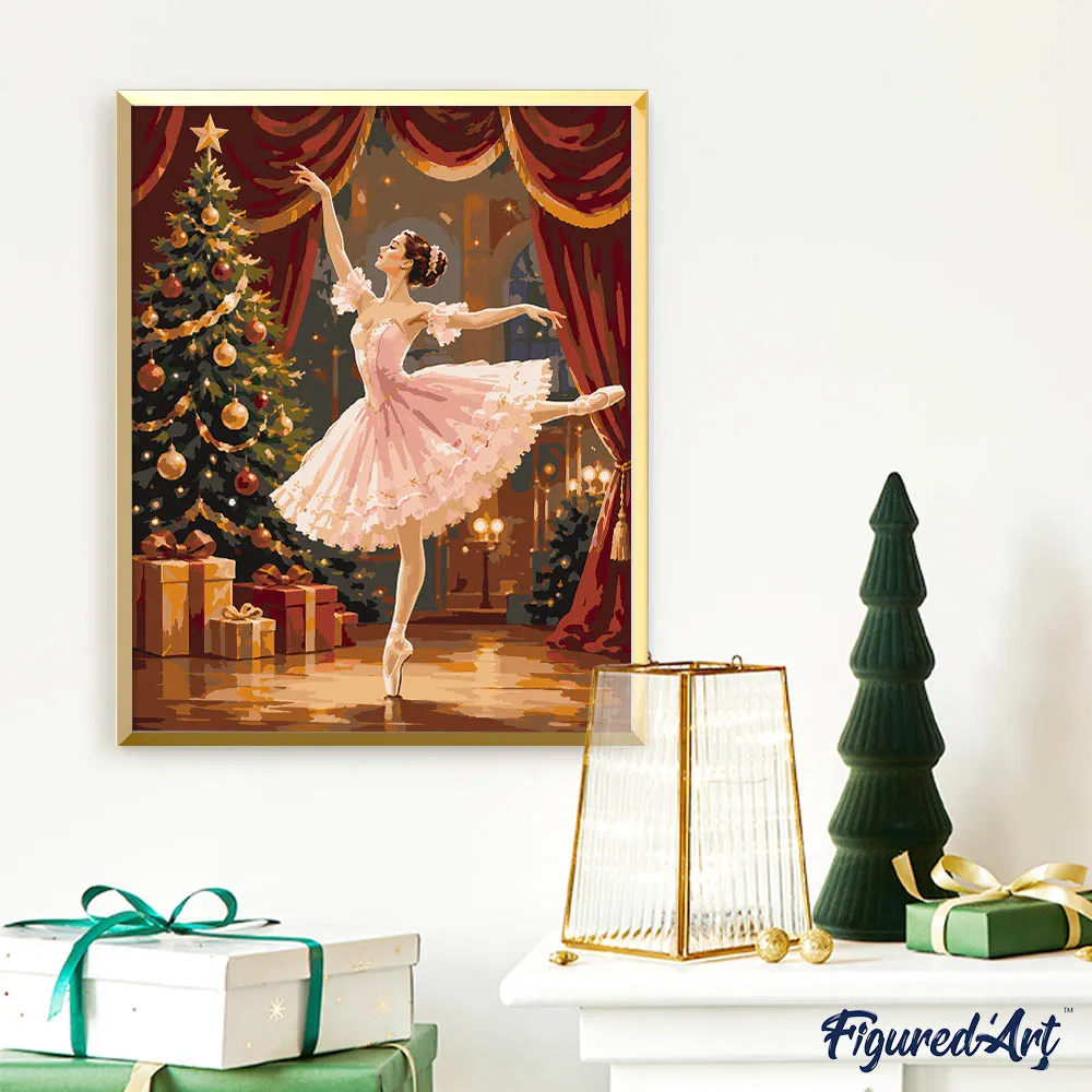 Figured'Art Kerstballerina schilderen op nummer 40x50 cm winter