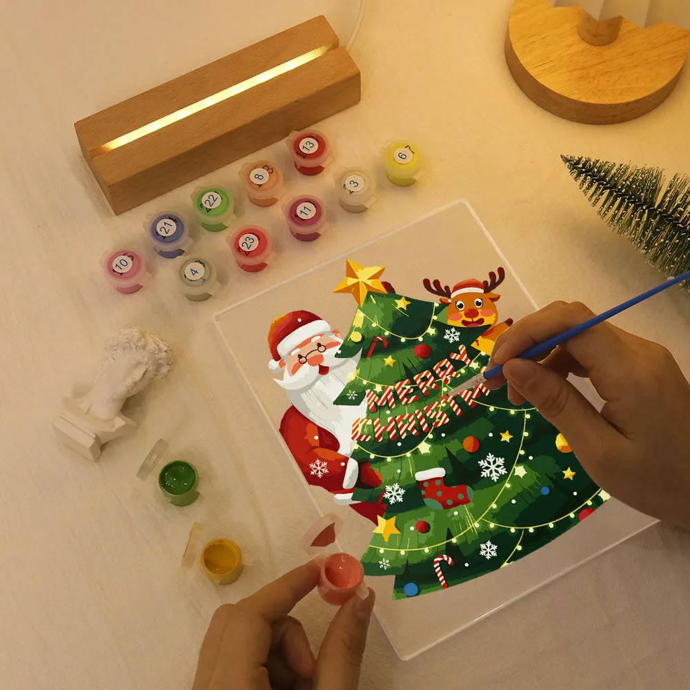 Figured'Art Kerstman 03 schilderen op nummer 15x20 cm met LED