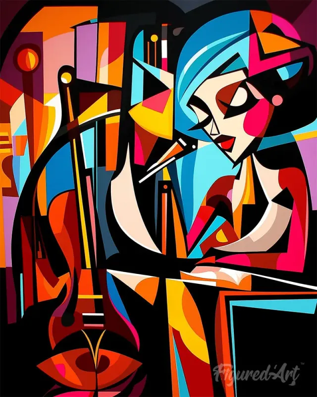 Figured'Art Jazzzangeres abstract canvas schilderen 40x50 cm