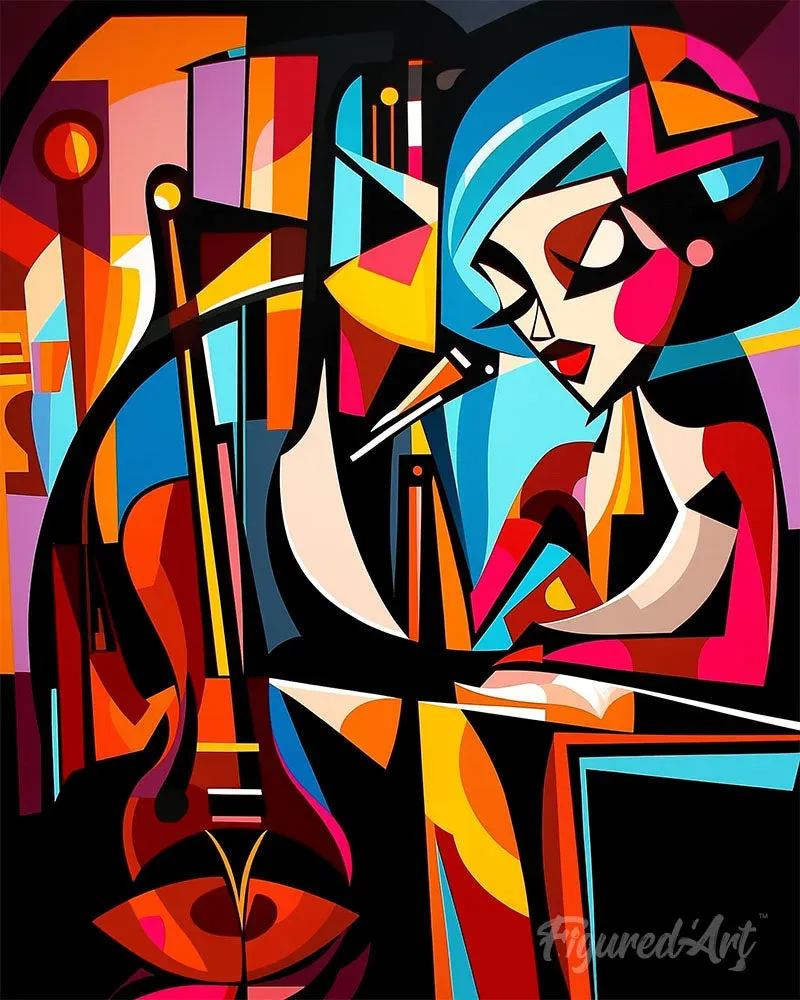 Figured'Art Jazzzangeres abstract canvas schilderen 40x50 cm